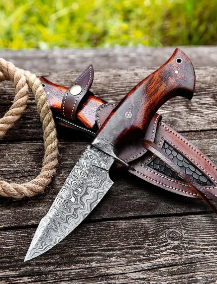 Devil Edge Custom Handmade Damascus Steel Viking Hunting Camping knife, Wedding Anniversary Gift for Husband,
