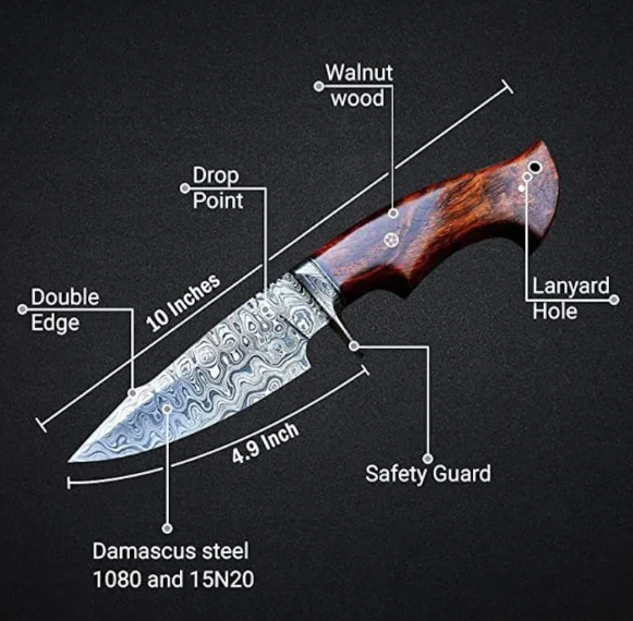 Devil Edge Custom Handmade Damascus Steel Viking Hunting Camping knife, Wedding Anniversary Gift for Husband, - Image 3