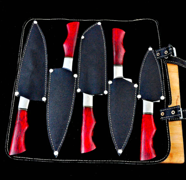 Personalized Chef Knif Set For Kitchen Utensils, Damascus Steel Chef Set For Wedding Gift, Carbon Steel Handmade Kitchen Set For Chef, Knifw - Image 3