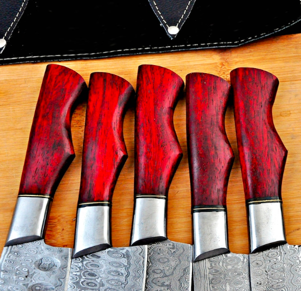 Personalized Chef Knif Set For Kitchen Utensils, Damascus Steel Chef Set For Wedding Gift, Carbon Steel Handmade Kitchen Set For Chef, Knifw - Image 4