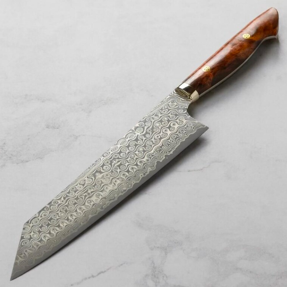 Custom Personalized Handmade Damascus Kiritsuke Chef Knife | Leather Sheath | 240mm, SG2 Steel Blade | Japanese Style Premium Kitchen Knife - Image 4