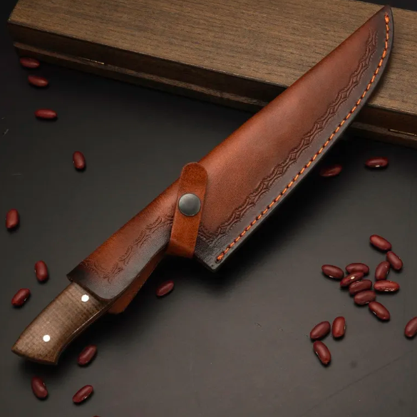 Handmade High Carbon Steel Chef Knife - Wooden Handle, Professional Quality - Image 4