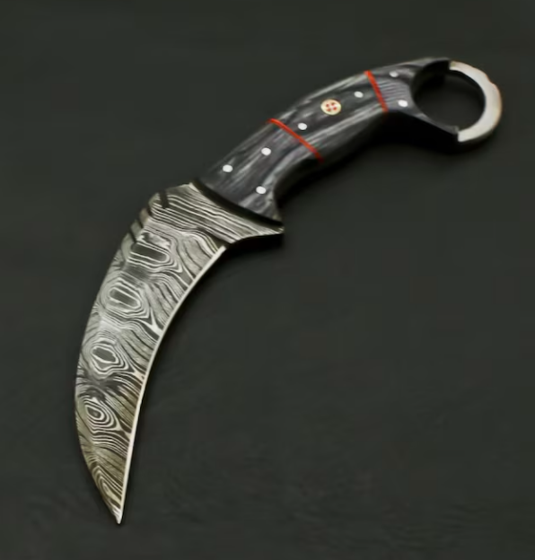 AE#1 Custom Hand Forged Damascus Steel Camping Hunting Full Tang Karambit Knife. - Image 2