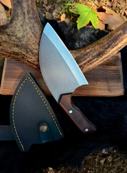 Handcrafted Serbian Mini Cleaver Knife: 4116 Stainless Steel & Walnut Wood - Image 2