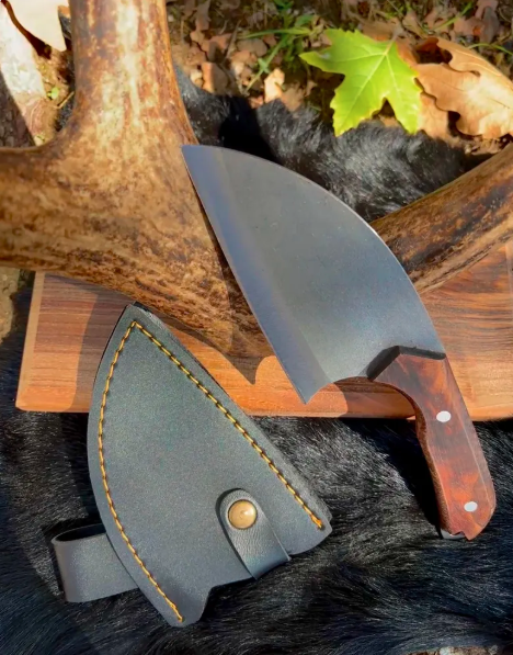 Handcrafted Serbian Mini Cleaver Knife: 4116 Stainless Steel & Walnut Wood - Image 4