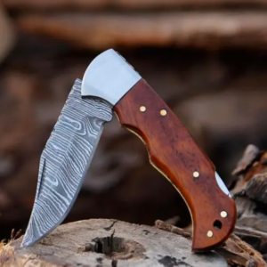 handmade damascus steel pocket knife hunting knife with leather sheath best gift for him christmas gifts