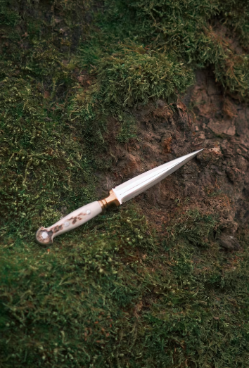 Double Edge Dagger Knife with Deer Antler, Custom Full Tang Blade, Unique Athame Knife with Leather Sheath, Perfect Gift for Collectors - Image 2