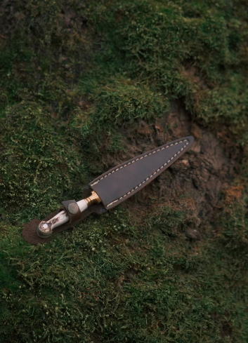 Double Edge Dagger Knife with Deer Antler, Custom Full Tang Blade, Unique Athame Knife with Leather Sheath, Perfect Gift for Collectors - Image 4