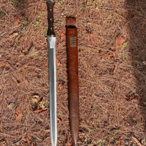 Hand-Forged Carbon Steel Viking Sword: Hunting & Camping Knife with Leather Sheath