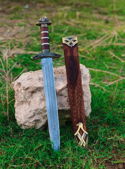 Hand-Forged Viking Damascus Steel Medieval Sword | Northm*n Sword With Scabbard, Replica Sword unique viking Sword Gift For Him Anniversary