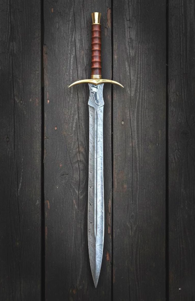 Hand Forged Damascus Steel Sword - Personalized Viking Gift - Medieval Collectible Blade - Image 2