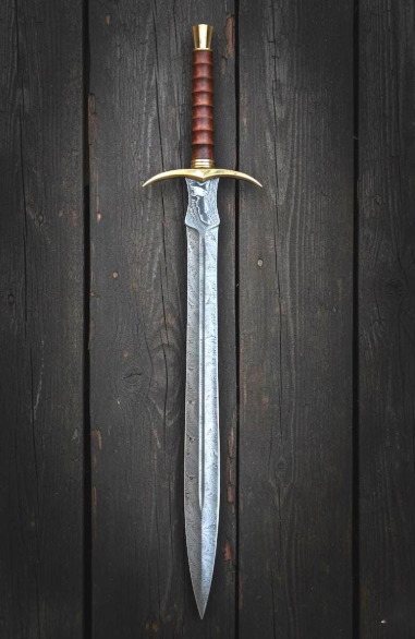 Hand Forged Damascus Steel Sword - Personalized Viking Gift - Medieval Collectible Blade - Image 4