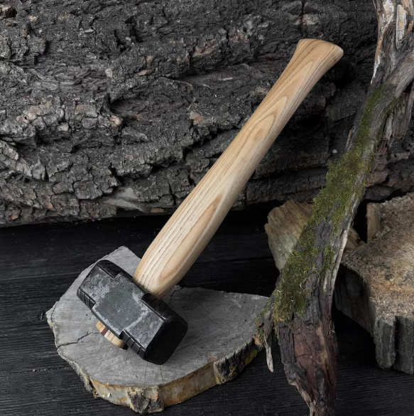 Blacksmith’s Hammer – Hand-Forged Carbon Steel Head with Ash Wood Handle – Forging Tool for Metal Shaping and Smithing – Gift for Husband