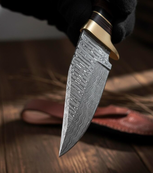 Custom Damascus Steel Skinner Knife | Genuine Stag Antler Handle | Hand Forged Bushcraft Collector Tool - Image 4