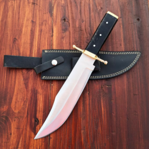 Handmade J2 Steel Bowie Knife: Buffalo Horn Handle, Leather Sheath (Copy)
