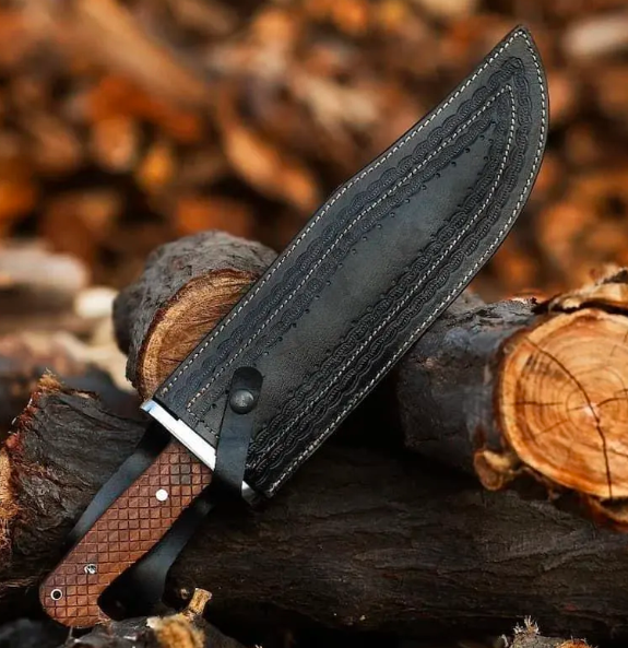 Handcrafted Steel,Bowie Knife , Wooden Handle , Leather Sheath - Image 2