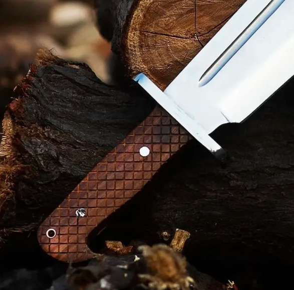 Handcrafted Steel,Bowie Knife , Wooden Handle , Leather Sheath - Image 3
