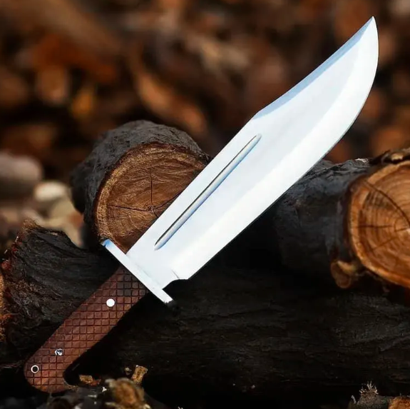 Handcrafted Steel,Bowie Knife , Wooden Handle , Leather Sheath - Image 4