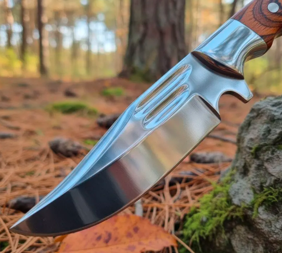 Handmade Fixed Blade Hunting Knife with Wood Handle - Custom Leather Sheath - D2 Steel - Camping - Image 3