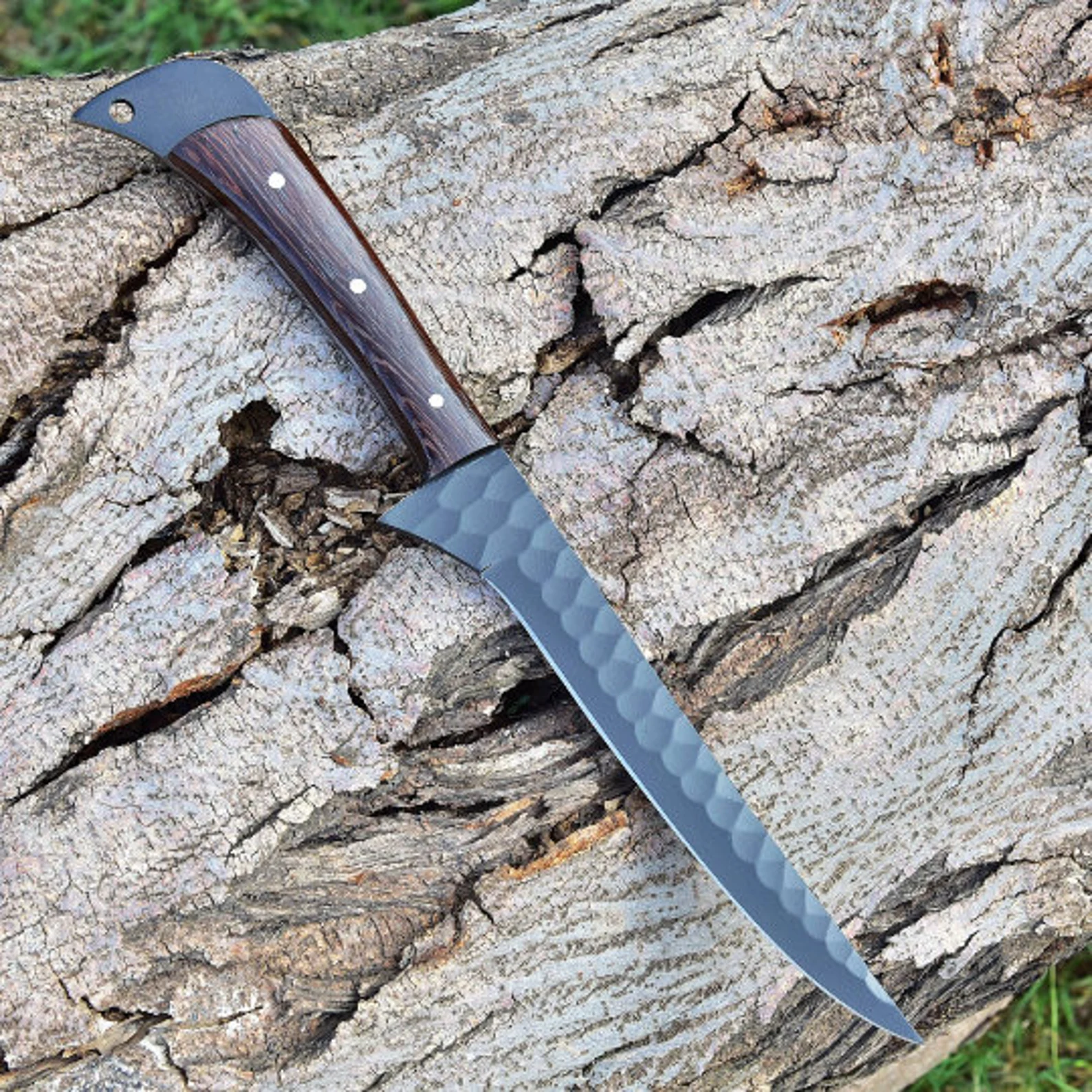 Handmade J2 Steel Fillet Knife – 8” Powder-Coated Blade | 5” Vangi Wood Handle | Custom Fishing & Utility Knife - Image 4